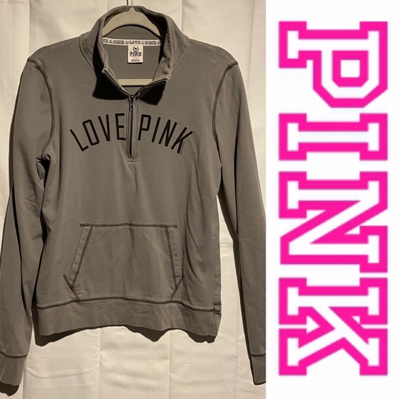 PINK Victoria's Secret Tops - VS PINK Women’s Size M 1/4 Zip Sweatshirt Top LOVE